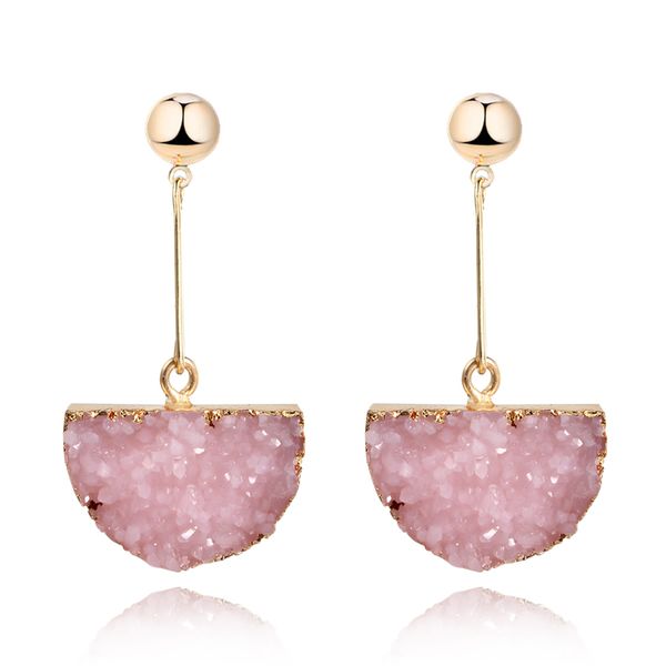 

dangle & chandelier 1pair resin stone druzy earings for women jewelry handmade semicircle drusy drop earing eardrop long earrings e157, Silver
