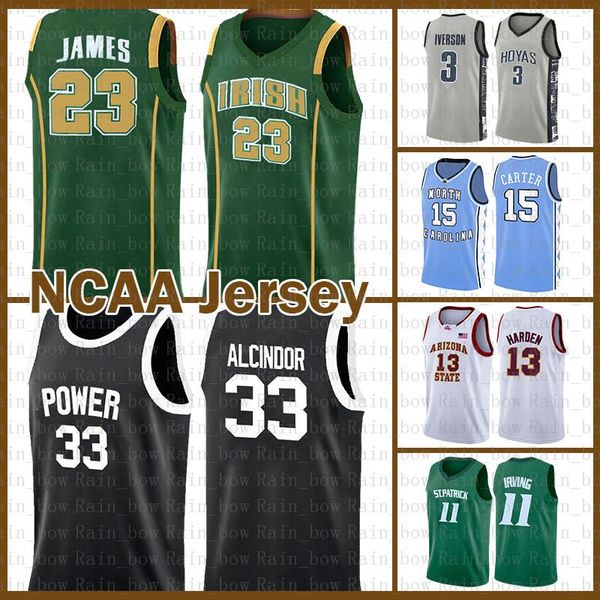 

kareem abdul-jabbar 33 ferdinand lewis alcindor ncaa lebron 23 james irving dwyane 3 wade leonard college stephen 30 curry basketball jersey, Black