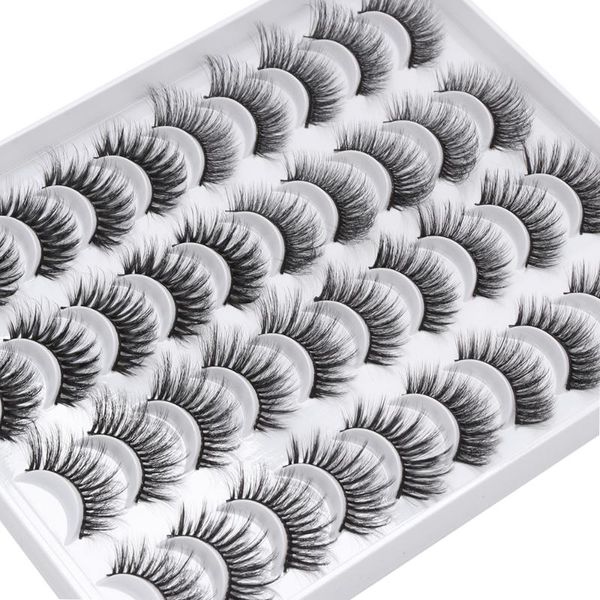 

false eyelashes 20 pairs handmade 3d faux mink fluffy lashes extension beauty natural makeup cruelty-eyelash
