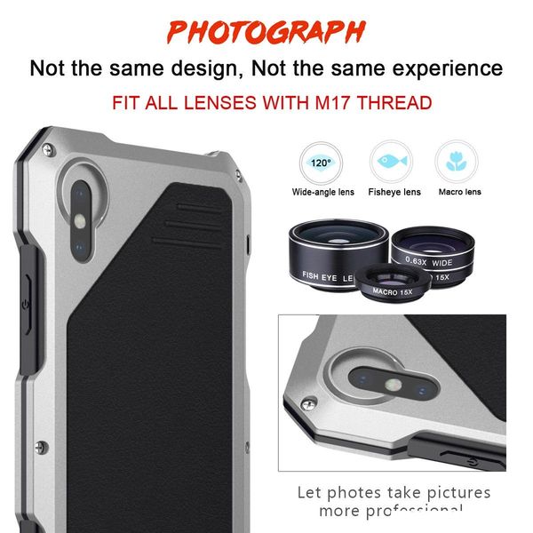 

metal phone case for iphone xr xs max triple protection can be with lens phone case