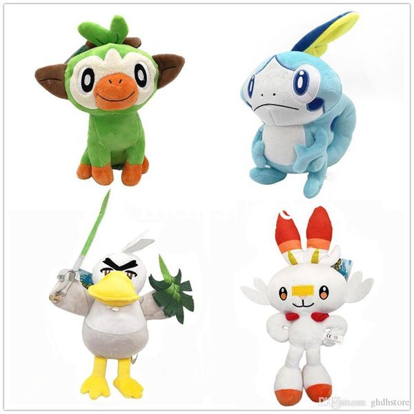 

new 4 styles 9"-14" 23cm-36cm scorbunny sobble grookey galarian sirfetch'd plush doll anime collectible stuffed dolls gifts s