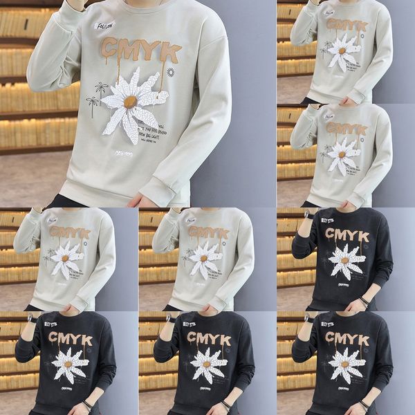 

sweater pullover pulloverop pulloverautumn round neck cotton long sleeve - men's new base shirt men's t-shirt pullover fashion cfn, Black