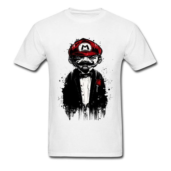 

2018 skater fashion super mario father retro graffiti art painting male cartoon t shirt men's cotton t-shirts cool