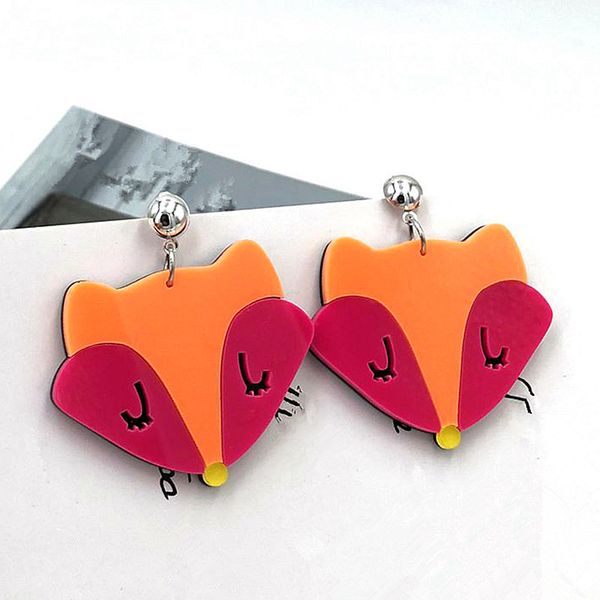 

fashion cute animal drop earrings exaggerated acrylic resin animals dangle earrings for women girls pendientes party jewelry, Silver