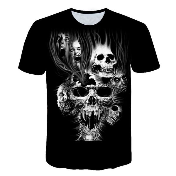 

3d horrifying skull blood print 3d print shirts oversized anime funny men clothing