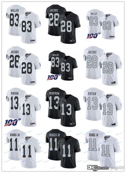 

mens womens youth las vegas raiders 83 ted hendricks 13 hunter renfrow 4 derek carr 28 josh jacobs 11 henry ruggs iii jerseys, Black;red