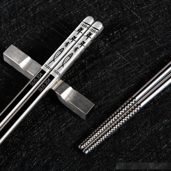 

luxury stainless steel chopstick set metal chinese silver child chopsticks for kids sushi food sticks tableware