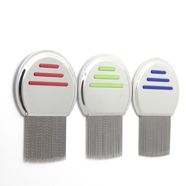 

25 pcs wholesale in stock terminator lice comb nit kids hair rid headlice stainless steel metal teeth remove nit brush, Silver