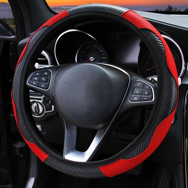 

universal breathable anti-slip car steering wheel covers car-styling auto carbon fiber elastic steering covers protector
