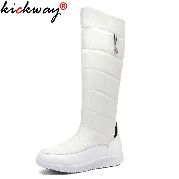 

kickway warm down women's snow boots thick fur plush mid calf boots women white black ladies cotton space female size 44