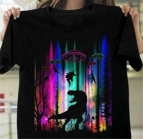 

dinosaur & spaceship men t-shirt cotton s-6xl homme customized tee shirt