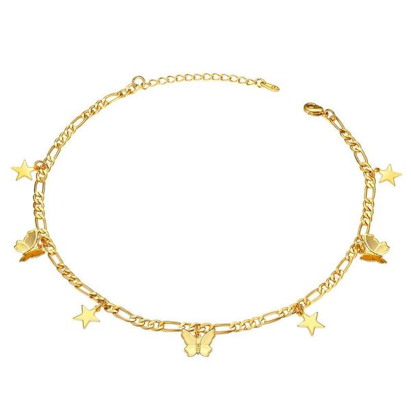 

u7 elegant butterfly star moon gold charms chokers necklaces for women trendy party girl jewelry gift 45cm+5cm adjustable n1067, Golden;silver