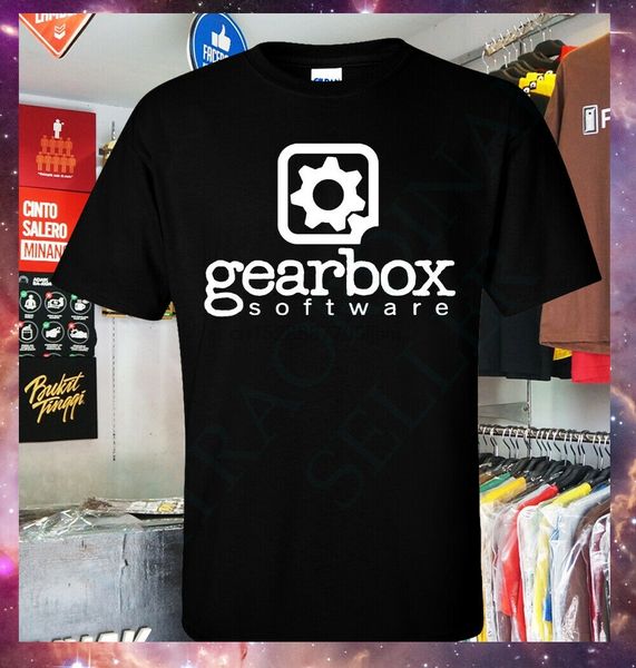 

новый gearbox software разработчик видеоигр логотип тенниска s-2xl shoot и loot