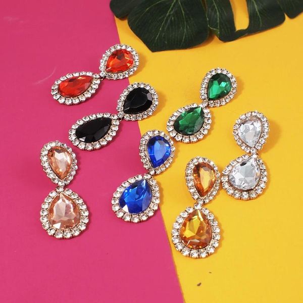 

dangle & chandelier luxury crystal earrings trendy rhinestone teardrop for women party wedding jewelry 2021 ukmoc, Silver