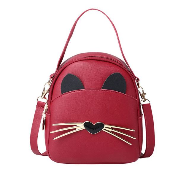

woman pu leather backapck cat crossbody shoulder bag small handbag satchel