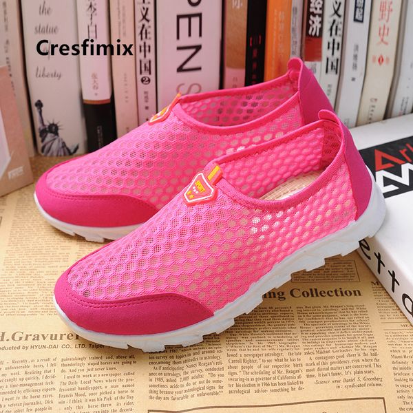 

cresfimix chaussures plates femmes women fashion mesh breathable pink anti skid shoes lady casual blue comfortable shoes a5222, Black