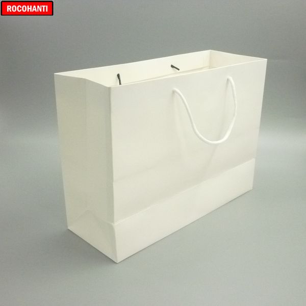 

50x custom printed thick grossy white paper bag 250grams cardboard paper shopping bags with string 200919