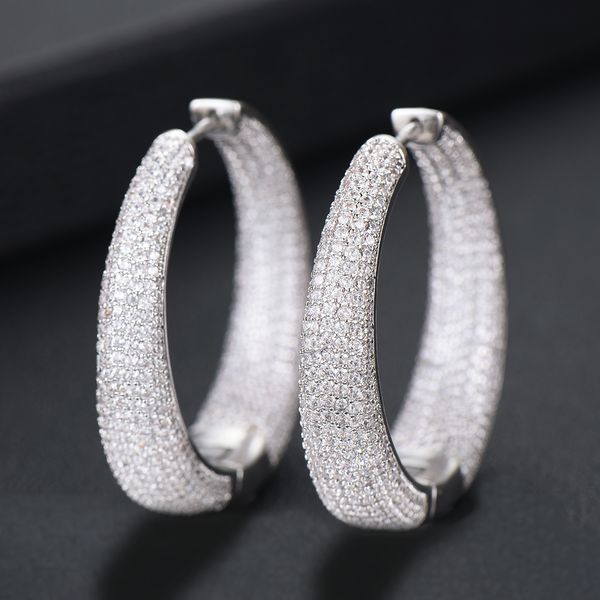 

missvikki new design women summer holiday party occasion hoop earrings shiny cubic zirconia fashion jewelry 200924, Golden;silver