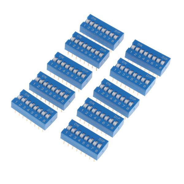 

10pcs blue double row 16 pin 8 position 2.54mm pitch dip switch 8p bits