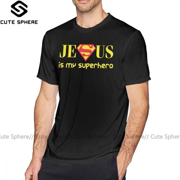 

catholic t shirt jesus is my superhero t-shirt cotton oversized tee shirt graphic male funny short sleeves casual tshirt