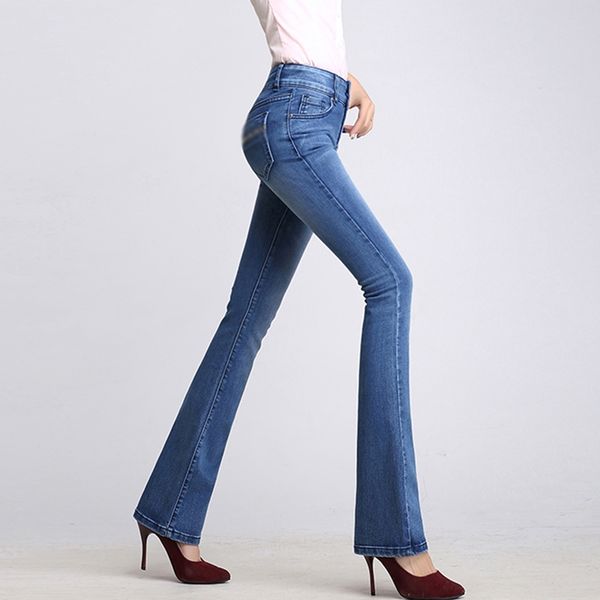 

women's jeans basic solid slim jean flare trousers women casual vintage bulifting skinny bell bottom office lady elegant aesthetic pant, Blue