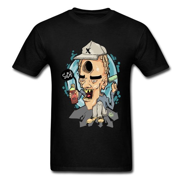 

paint until sick weird cartoon design men black tee shirt strange comic t-shirt cotton halloween clothing short sleeve