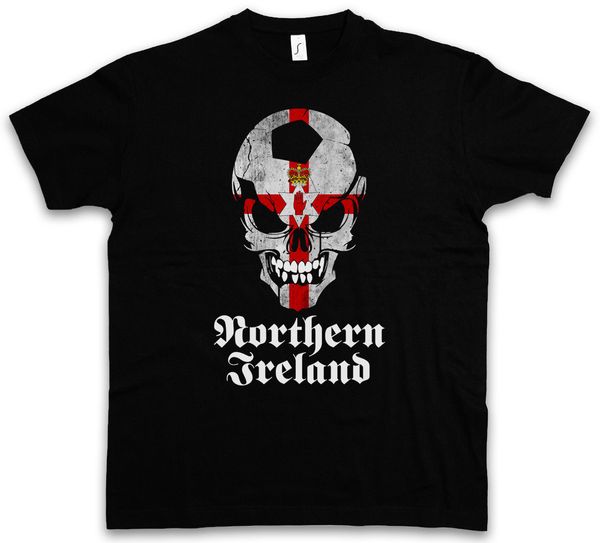 

2019 classic northern ireland irish footballer skull flag t-shirt - hooligan fan