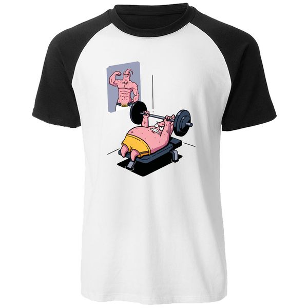 

majin buu fitness raglan short sleeve men t-shirt summer cotton loose t shirt fashion harajuku streetwear hip hop mens tee
