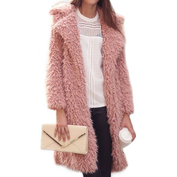 

women's jackets women 2021 wool jacket autumn winter warm coats and open stitch plus size long coat turn-down collar outerwear, Black;brown