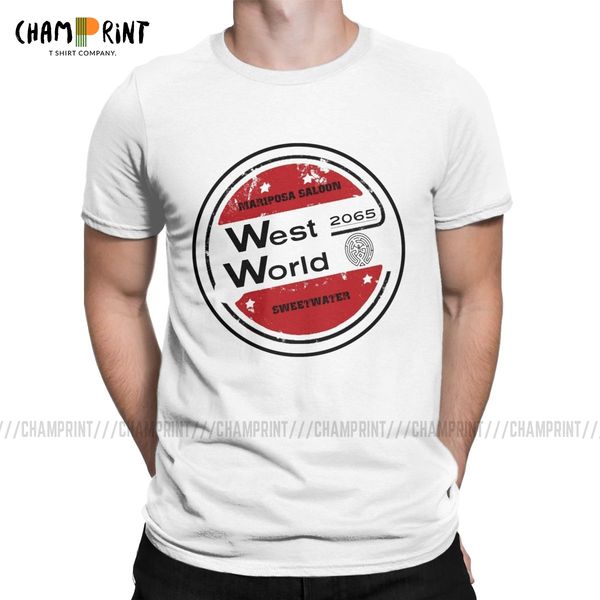 

westworld retro logo t-shirt for men game sc-fi series tv shows vintage pure cotton tee shirt crew neck t shirts printing