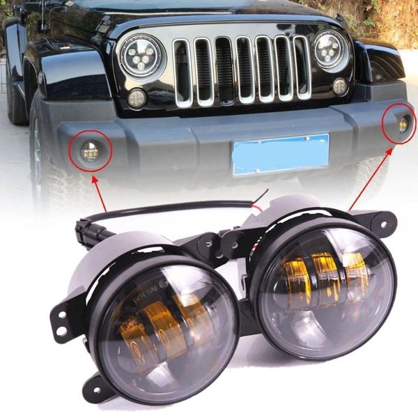 

auto led driving fog light round 4 inch passing lamp for wrangler jk ( white light / amber light