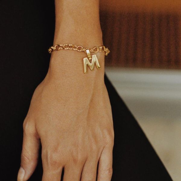 

charm bracelets gulce dereli, letter bracelet, initial bracelets, gift box, gold/silver plated, Golden;silver