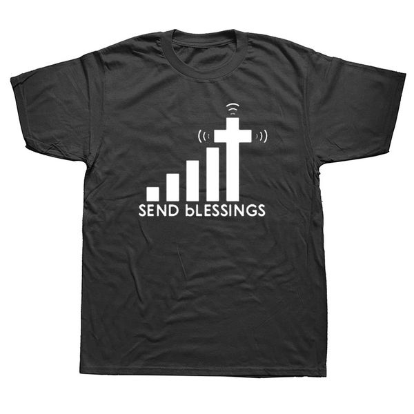 

funny send blessings christian t-shirt mens casual style short sleeves oversized streetwear hip hop t shirts boyfriend gift