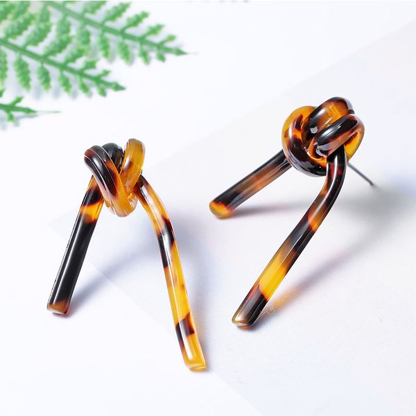 

dangle & chandelier design acrylic geometric long strip twisted irregular earrings tortoiseshell leopard drop for women fashion jewelry, Silver