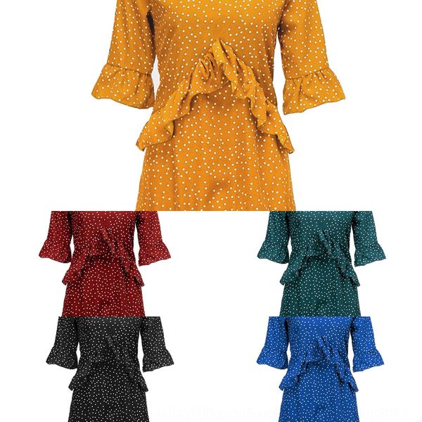 

2020 v-neck flounced polka dot chiffon spring 2020 women's v-neck flounced polka dot chiffon dress women's spring dress 6fi6f, Black;gray