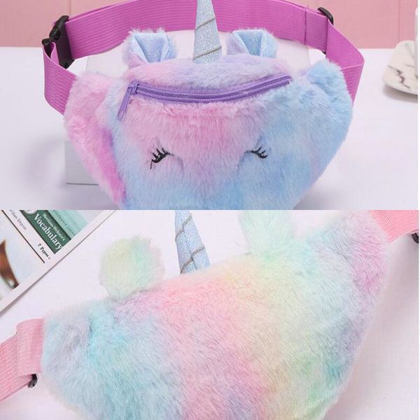 

female waist bag cute kids unicorn fanny pack cartoon plush women belt bag fashion travel phone pouch chest bag school backpack for lxadj1