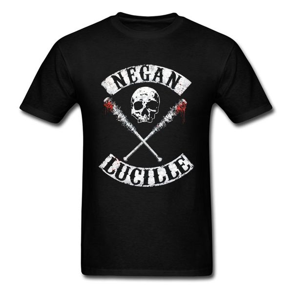 

skull t shirt negan lucille tshirt the walking dead t-shirt for men horror clothing halloween tee street style black