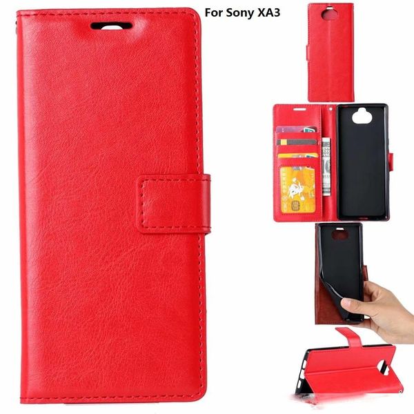 

phone cases for sony xz4 crazy horse wallet leather pu tpu stand cover case for sony xa3 1 10