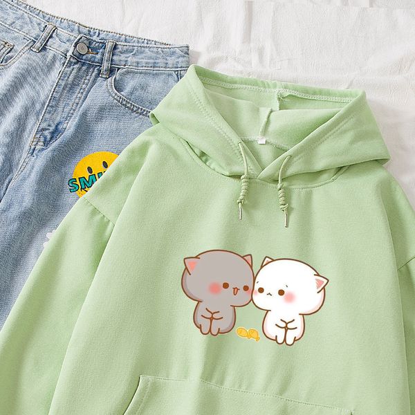

kawaii milk bear print sweatshirt for women 2020 autumn winter cotton japanese anime women's hoodies kpop oversized hoody girl, Black