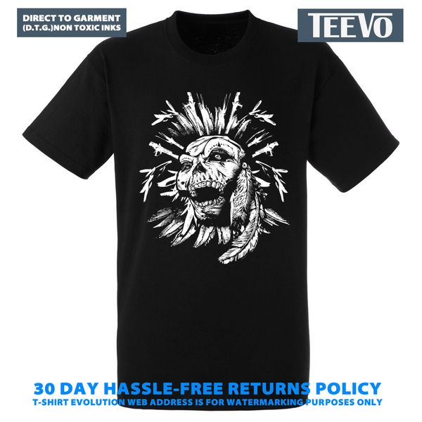 

o-neck sunlight men t-shirt scary chief horror skull 100% cotton black super-soft premium t-shirt tee summer casual man