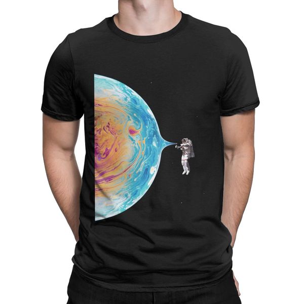 

men's astronaut space surreal new world t shirt cotton fashion short sleeve crewneck tee shirt summer t-shirts