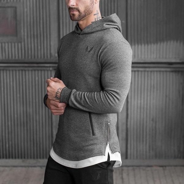 

mens hoodies male casual shirt man s clothing sports gym wear sweatshirts hooded fitness bodybuilding pullover sportswear high compression, Black