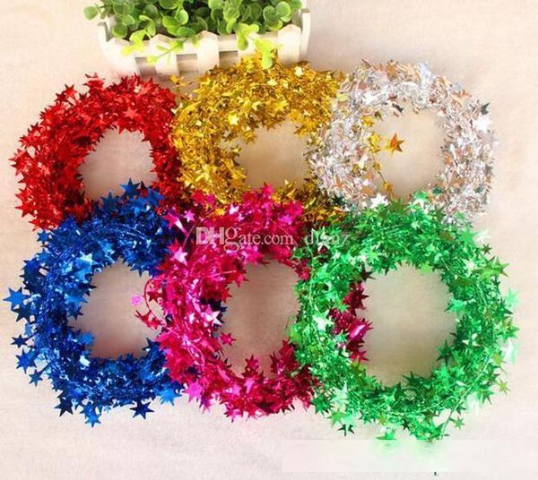 

new arrive christmas tree hanging star pine garland christmas decoration ornament 5 colors 7.5m