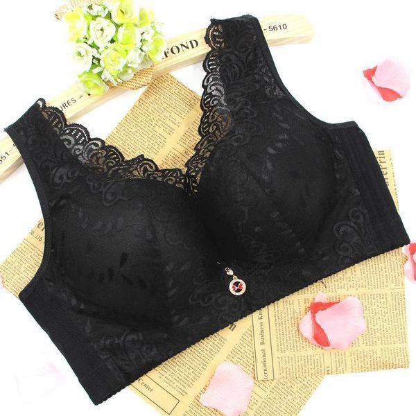

a b c d e cup plus size new women bras no rims underwear large cups gathered adjustment lace bra, Red;black