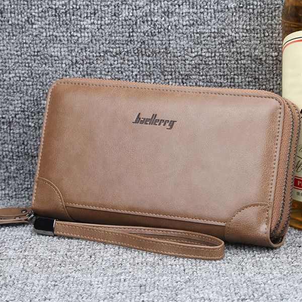 

men double zipper wallets new leather wallet men coin purses fashion long male clutch bag with phone pocket carteira, Red;black