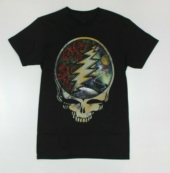 

grateful dead rose galaxy skull black официальный t-shirt new! (4f3