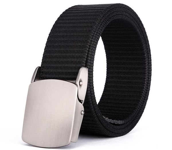 

belt quality solid color nylon alloy automatic buckle men belt outdoor casual cowboy men and women, Black;brown