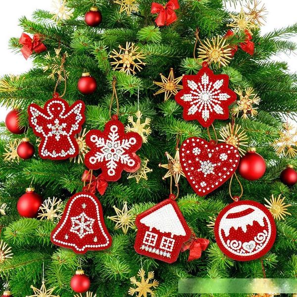 

small diy special shaped diamond painting christmas snowman snowflake xmas tree pendants christmas decorations