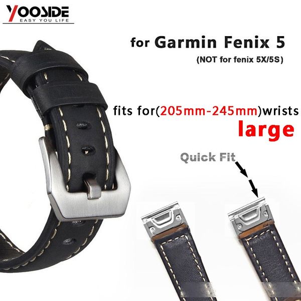

genuine leather strap replacement large watch band with quick fit for garmin fenix 5/forerunner 935/approach s60