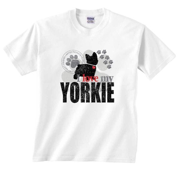

i love my yorkie dog paw yorkshire terrier t-shrt cartoon t shirt men new fashion tshirt funny